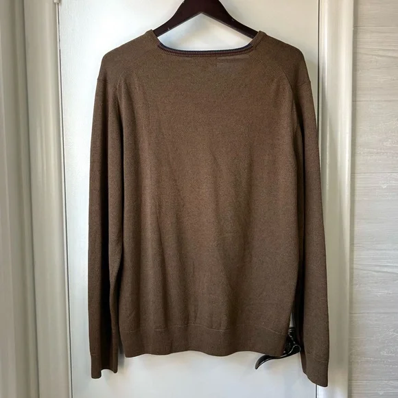 Fred Perry Men's Merino V-Neck Sweater Brown - Picture 4 of 9